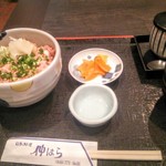 仲はら - ネギとろ丼セット。茶碗蒸し、味噌汁、沢庵