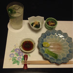 Sushi Sakai - マコガレイの薄造りとお浸しとぬた