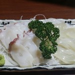 Kirakurobatayaki - タコとイカの刺身