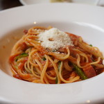 ビストロ felice - 白金豚ベーコンのトマトソースパスタ