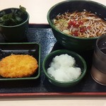 ゆで太郎 - 2016/3 レビュ16回目 朝そば（おろし）+　コロッケ（サービス券利用） 330円