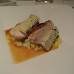 リストランテ カノフィーロ - 知床鶏胸肉のアロースト　水牛のブルーチーズと焼きトウモロコシのリゾット