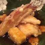 山崎 - ドラゴンフルーツの天ぷらを餡かけで
