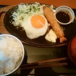 デニーズ - でら味噌ハンバーグ＆海老フライにごはん・みそ汁セット