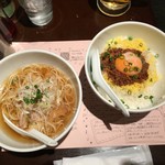 麺処はるにれ - 2016年3月 醤油ラーメンハーフと豚そぼろごはん そぼろごはんはGood！