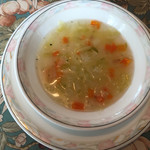 ル ポンム - 食前のスープ。野菜が実だくさんでした。