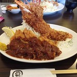 とんかつ ひろ喜 徳庵本店 - 160616特製ロースとんかつ＆海老フライ定食1400円横から