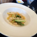 ユーロダイア - 2016.03 帆立貝とアスパラのペンネ ゴルゴンゾーラソース