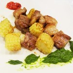 潟潟ヤ - (2016.6) 熟成豚肩ロースとヤングコーンの鉄板焼き