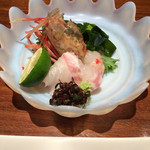 お造り(ボタン海老、鯛)