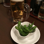 東京らーめん えいふく町 - ビールセット（生中、枝豆、肉餃子6個）