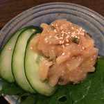 大衆酒場 『それいけチャラ男。』 - ねぎみそ やみつき☆しおから 550円。