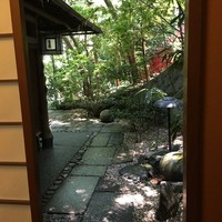 山の茶屋 - お店の中から外を