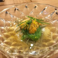 さかもと屋市兵衛 - 山芋素麺
                雲丹、じゅんさいがのっています。