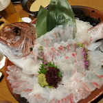 板前寿司 西新宿店 - 活〆鯛の薄造り