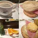 イエスタディー - 苦みばしったコーヒーにハムエッグサンドに青汁＆オレンジ