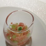 レフェルヴェソンス - 真鯵、加賀太胡瓜、えんどう豆、ガスパチョ～
      