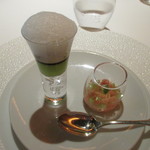 レフェルヴェソンス - 真鯵、加賀太胡瓜、えんどう豆、ガスパチョ～
      