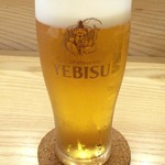 魚のおいしさを伝道する店 春代 - お疲れ晩酌セットのヱビスビール