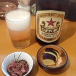 Taishuu Sakaba Juunana Banchi - 中瓶ビール＋2種類のお通し