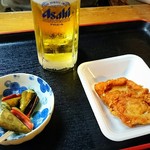 珍味堂 - チャンバラ貝と生ビールのサービス
            