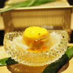 弧玖 - 「先付」エビのジュレとそうめんかぼちゃと白キクラゲ、パプリカのムース
      「2016.07撮影」