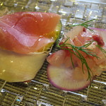 イタリアンレストラン Zucca - 生ハム水茄子、コショウダイ