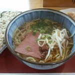 Kashiwazaki Ougimachishokudou - 醤油らーめん+混ぜご飯+唐揚げ