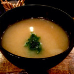 和だん  夢心邸 - 留椀：あおさの味噌汁。あおさの緑と磯の香りが目に染みるわぁ。