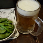 串カツ イチ竺 - ビールと枝豆