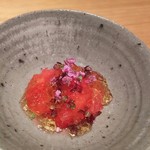 神保町 傳 - （2016/7  訪問）選べるデザート2種のもう１つはスイカにブランデージュレをあしらったもの。