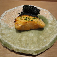 日本料理 晴山 - 時鮭とアスパラ海苔揚げ