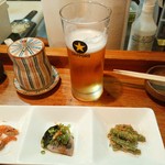 海力 - 本日のお通しです！生ビールで乾杯！