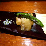 富小路 やま岸 - 揚げ物　穴子のから揚げ 実山椒と岩塩で頂きます