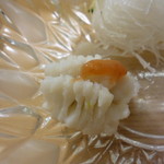 祇園 川上 - カウンターの特権(笑)
      さっと湯がいた鱧梅肉っで