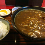 満留賀 - カレー南蛮そば　サービス定食　850円