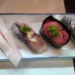 美よし野寿司 - カンパチ（腹）、シメサバ、トロ軍艦、こはだ