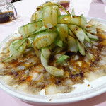 薄切り豚肉の辛味ソース