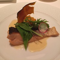 カランドリエ - 時鮭ポワレ、枝豆とカボチャのフラン添え　ブールブランソース