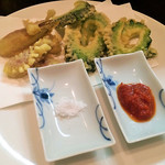 ごっそ - ミョウガとゴーヤの天ぷら相盛。(550円)