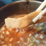 まるぶし　とんや - 【2016.7.13(水)】つけ豚そば(並盛・250g)800円のメンマ