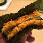 三谷 - 雲丹と毛蟹の混ぜご飯のおこげの磯辺風