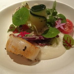 ４品目　Open Sandwich　赤座海老　ホタテ