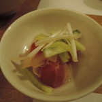 蕎麦 坐忘 - 前菜三種・トマトの冷し鉢