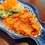 White fish with red curry sauce