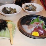 海食亭 むつわん - コースの刺身にさざえの壺焼き