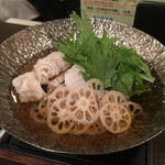 米と葡萄 - 鱧と新蓮根の小鍋仕立て