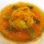 メゾン ドゥ アッシュ - (08/6)仏産空豆のムース塩水ウニとコンソメジュレ