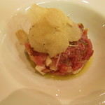 ポエシア - 大阪産河内鴨のタルタル 椎茸ペーストとサマートリュフ添え
      