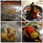 星期菜 白金 - ＊鶏肉チャーシュー・＊冷製クラゲ・＊烏賊の辣油和え＊フルーツトマトのコンポート。